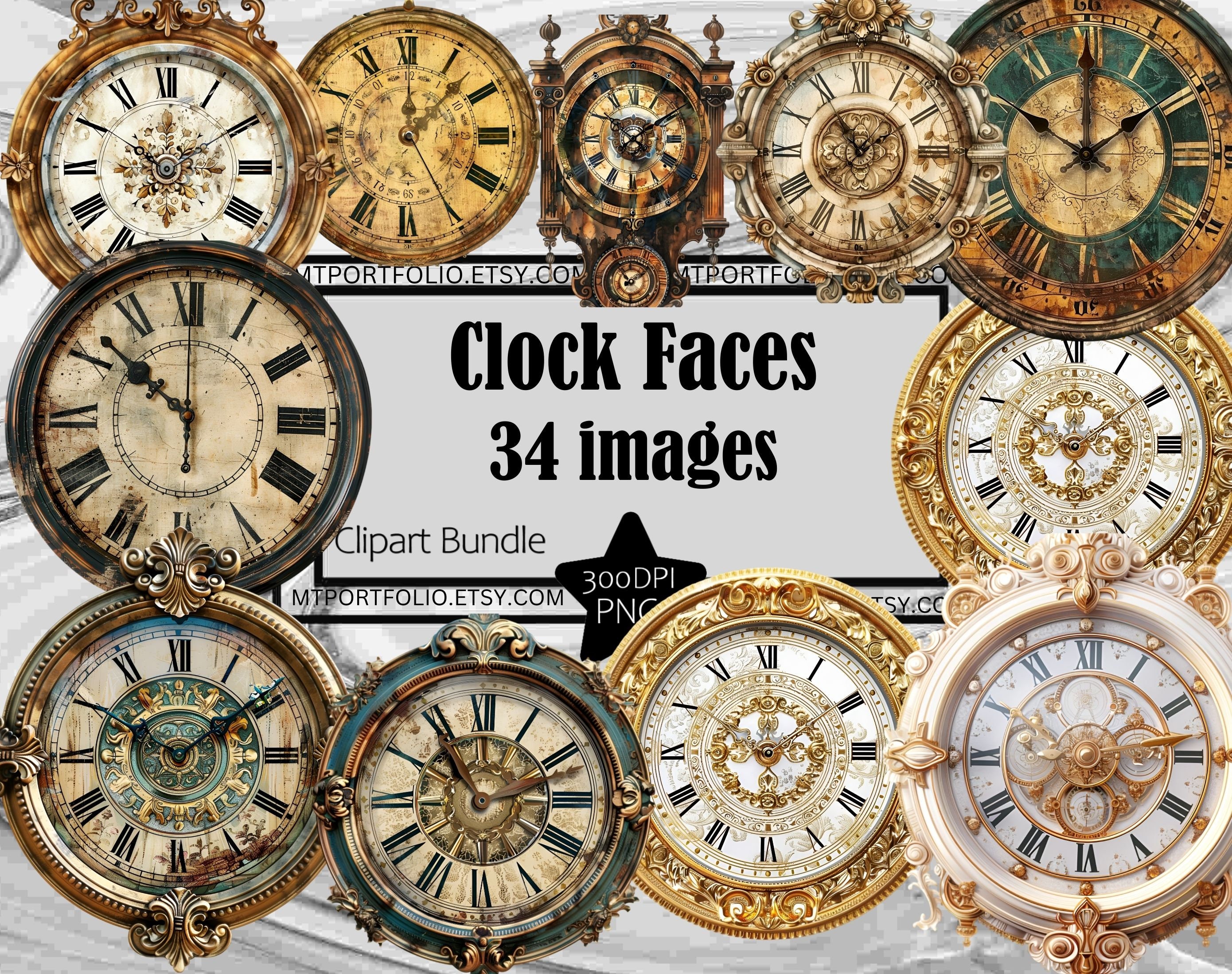 Clock Face Clipart Analog Clock Png Digital Download Vintage Clock PNG  Clipart Bundle Commercial Retro Mechanical Clock Clipart Bundle - Etsy, image size:2780x2200