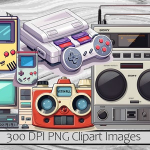 Retro 90s Clipart 90's Nostalgia PNG Graphics Bundle Digital Download Commmercial Tshirt Nerd Gift Retro Trendy Clipart image 4