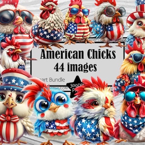 Amerikaanse kuikens clipart patriottische kippen png VS vlag graphics transparant commercieel gebruik digitale download sublimatie ongewenste tijdschrift PNG