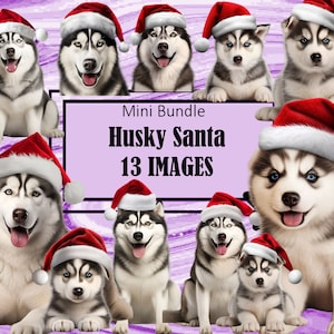 Husky Rasse Rote Weihnachtsmütze Weihnachten Grafiken Hund Mama Kunst Sublimations Bundle Junk Journal Sammelalbum PNG Datei Transparent Download
