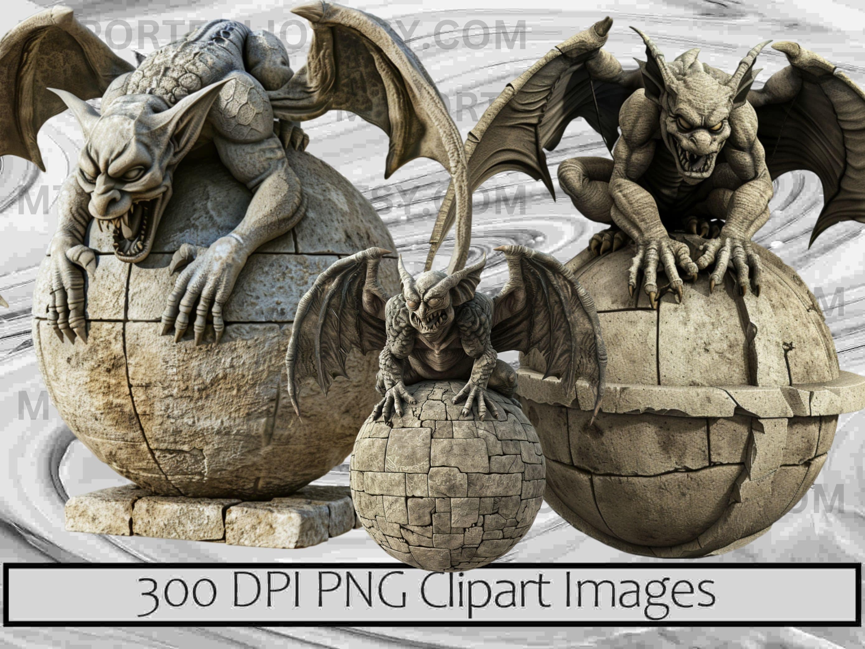 Gargoyle Clipart Stone Gargoyle PNG Gothic Statues Clipart Digital ...