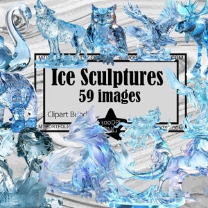 Escultura de gelo Clipart Escultura de gelo PNG Gráfico Lobo de gelo Transparente Licença comercial Download digital Sublimação Animal de gelo Junk Journal