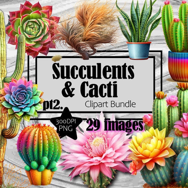 Cactus and Succulents PNG CLipart Saguaro Snake Plant Graphic Transparent Commercial License Digital Download Sublimation Junk Journal