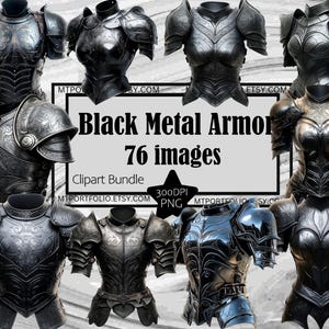Armadura de metal negro Clipart Armadura de pecho real PNG Paquete Traje de armadura PNG Clipart de juegos de mesa Armadura de batalla Sublimación Armadura de caballero PNG