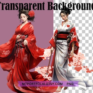 Geisha Clipart Japanese Culture PNG Asian Beauty PNG Traditional Sublimation Art Vintage Japan Clipart Japanese Woman Clipart Bundle image 8