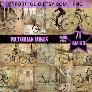 Stampa digitale di carta per bicicletta vittoriana vintage, stampa di carta per bicicletta, arte murale, stampa seppia di viaggio europeo, stampa di diario spazzatura, scrapbooking