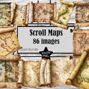 Imágenes prediseñadas de mapas piratas, pergaminos, gráficos, mapas del tesoro, licencia comercial transparente, descarga digital, diario de sublimación