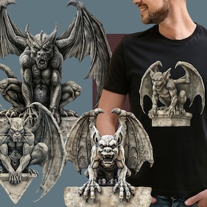 Gargoyle Clipart Stone Gargoyle PNG Gothic Statues Clipart Digital ...