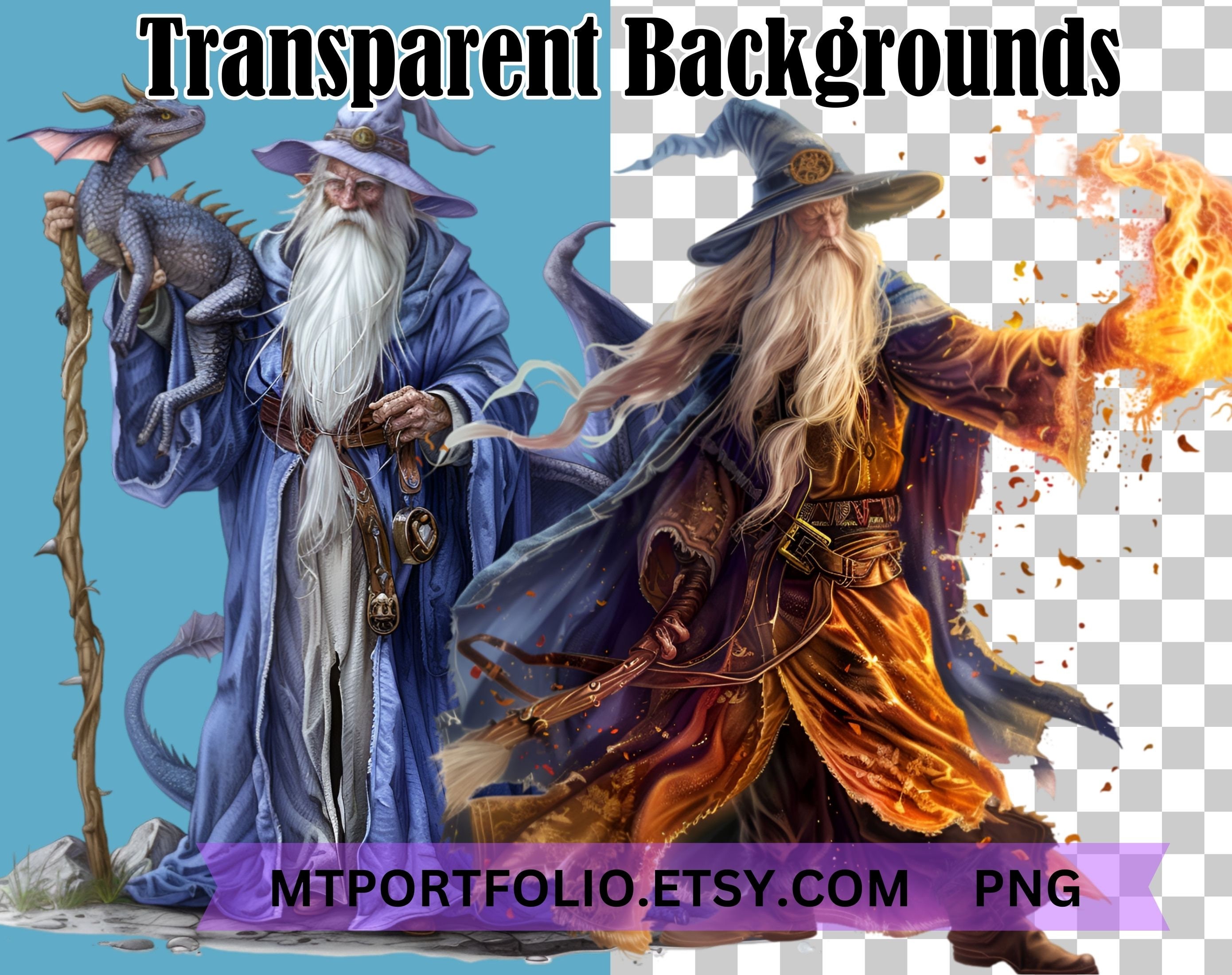 Wizard Clipart Wizard Robes PNG Bundle Magic Wizard Graphics ...