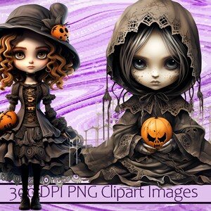 Gothic Halloween Cute Horror Dolls Spooky Kawaii Art Sublimation Bundle ...