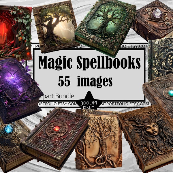 Spell Book Clipart Vintage Wizard Tome PNG Book of the Dead Clipart Bundle Sublimation Wiccan Book PNG Clip Art Magic Witch Spellbook Wicca