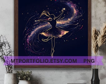 Nebula Ballerina Printable Art Galaxy Cosmos Ballet Wall Art Space Stardust Art Cosmic Ballet Dancer Modern Art - Instant Download