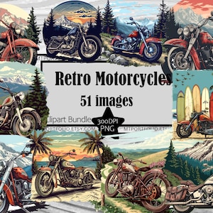 Vintage Motorrad PNG Klassische Motorrad Bundle PNG Grafiken Transparent Kommerzielle Nutzung Digital Download Sublimation Road Trip PNG Teil 2