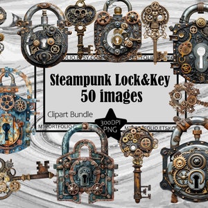 Steampunk Schloss Clipart Steampunk Schlüssel Clipart Messing Zahnrad Grafiken Mechanische Transparent Kommerzielle Lizenz Digitaler Download Sublimation