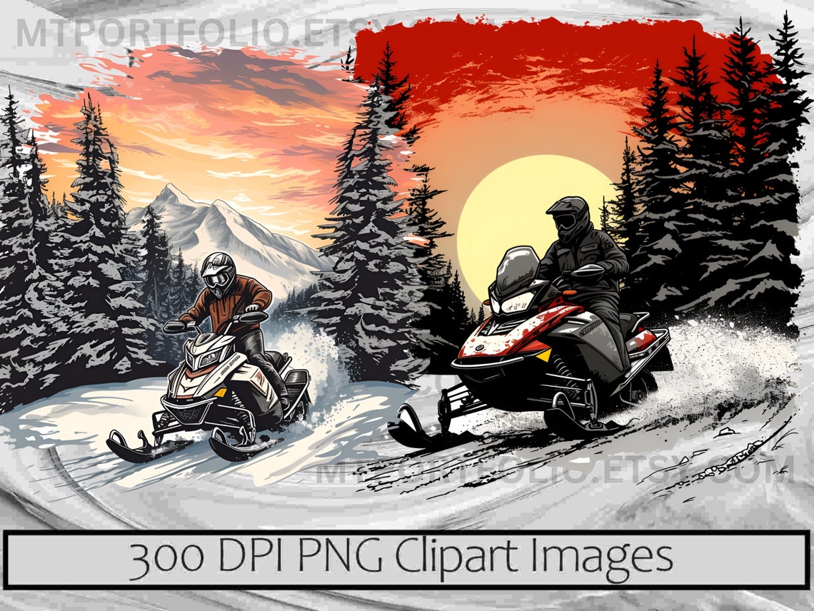 Snowmobile Clipart Snow Machine PNG Winter Snow Mobile Bundle PNG ...