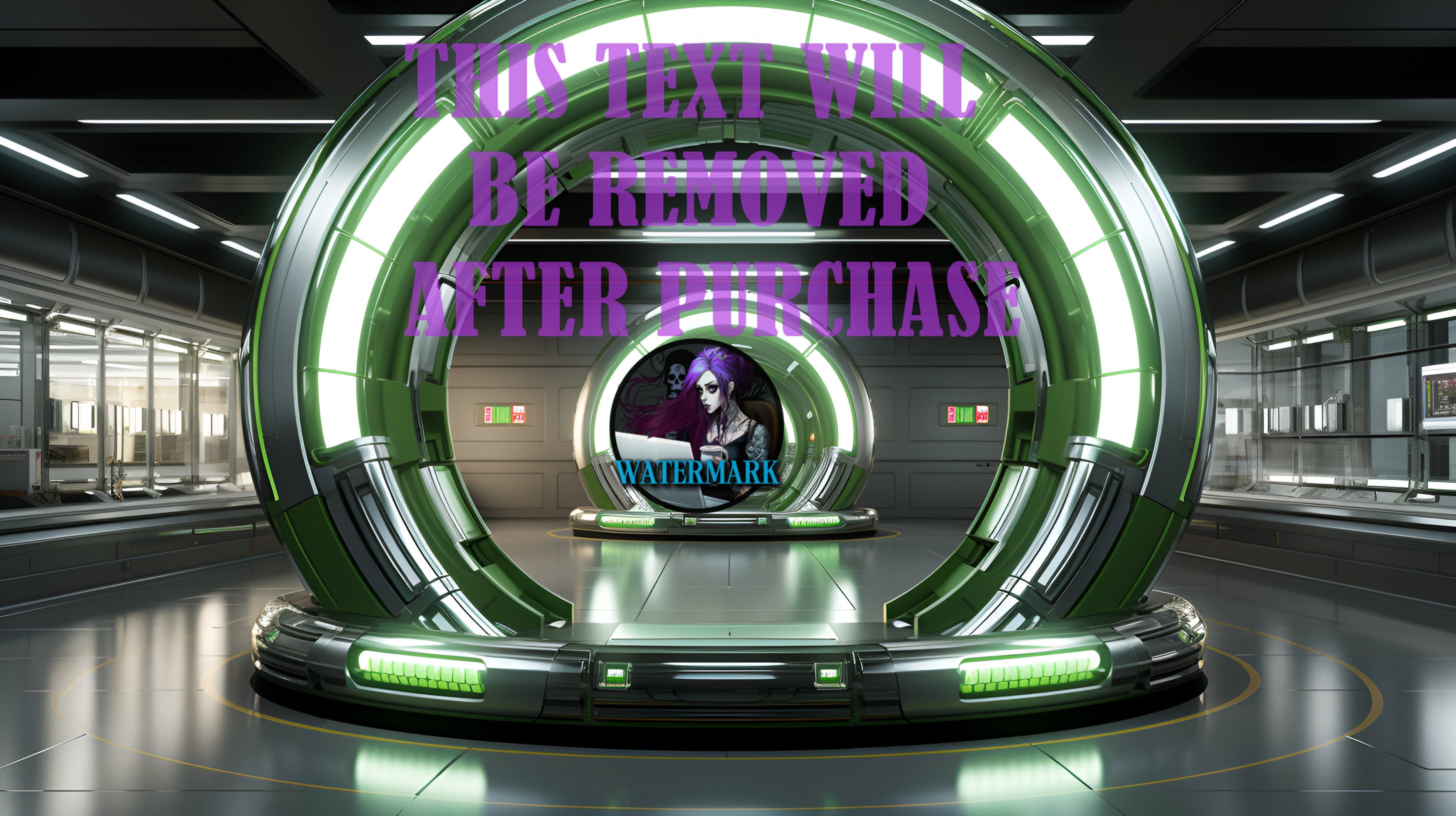 Alien Ship Interior Green Neon 4 Pack Zoom Background Virtual Meeting ...