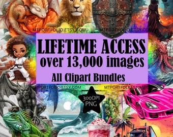 ALL CLIPART Access Lifetime Updates 13,000+ Images Mega Bundle Clipart Digital Paper PNG Files - art Bundle Unlimited Download Access 4Ever