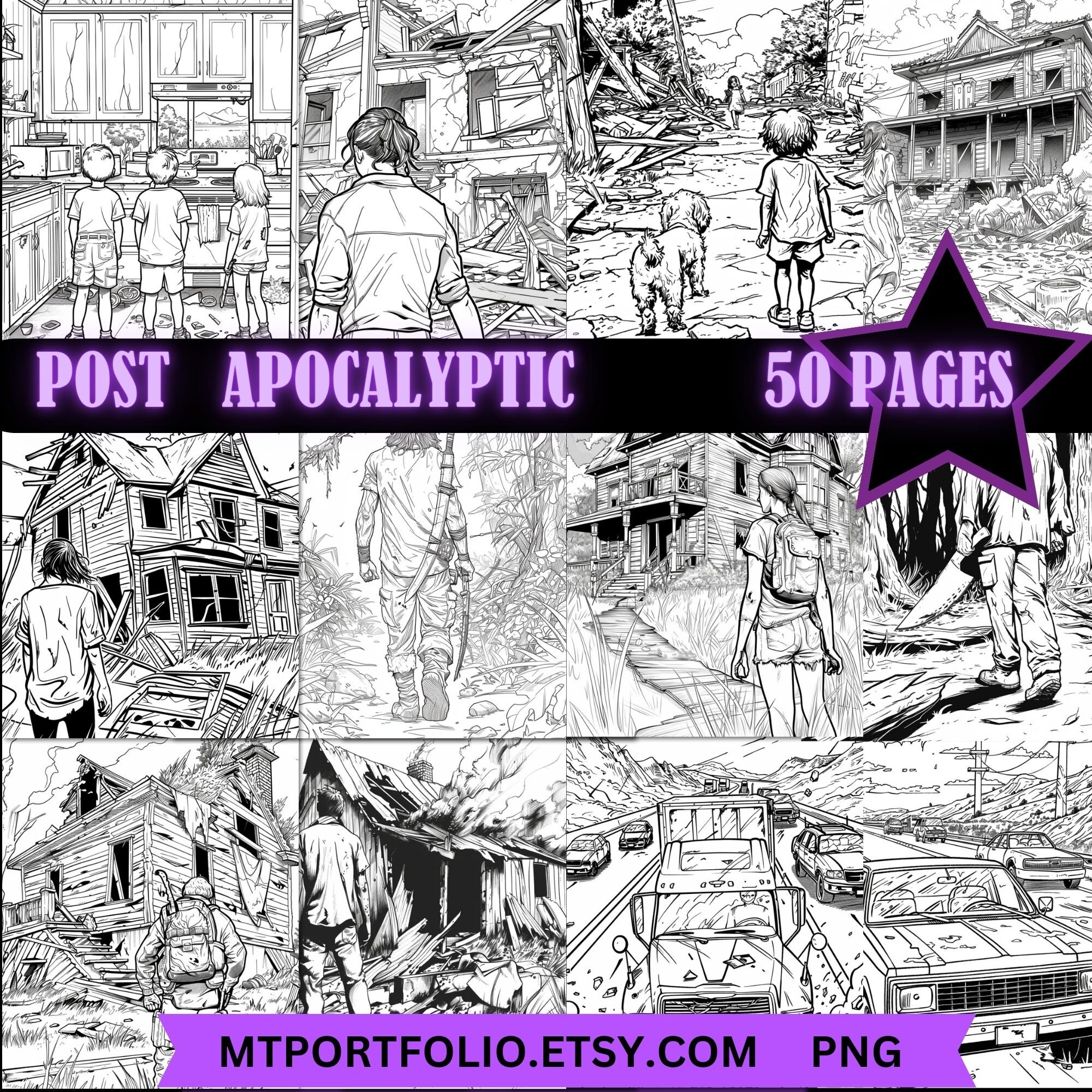 Apocalypse Disaster 50 Coloring Pages for Adults Gas Mask Survivor WW3 ...