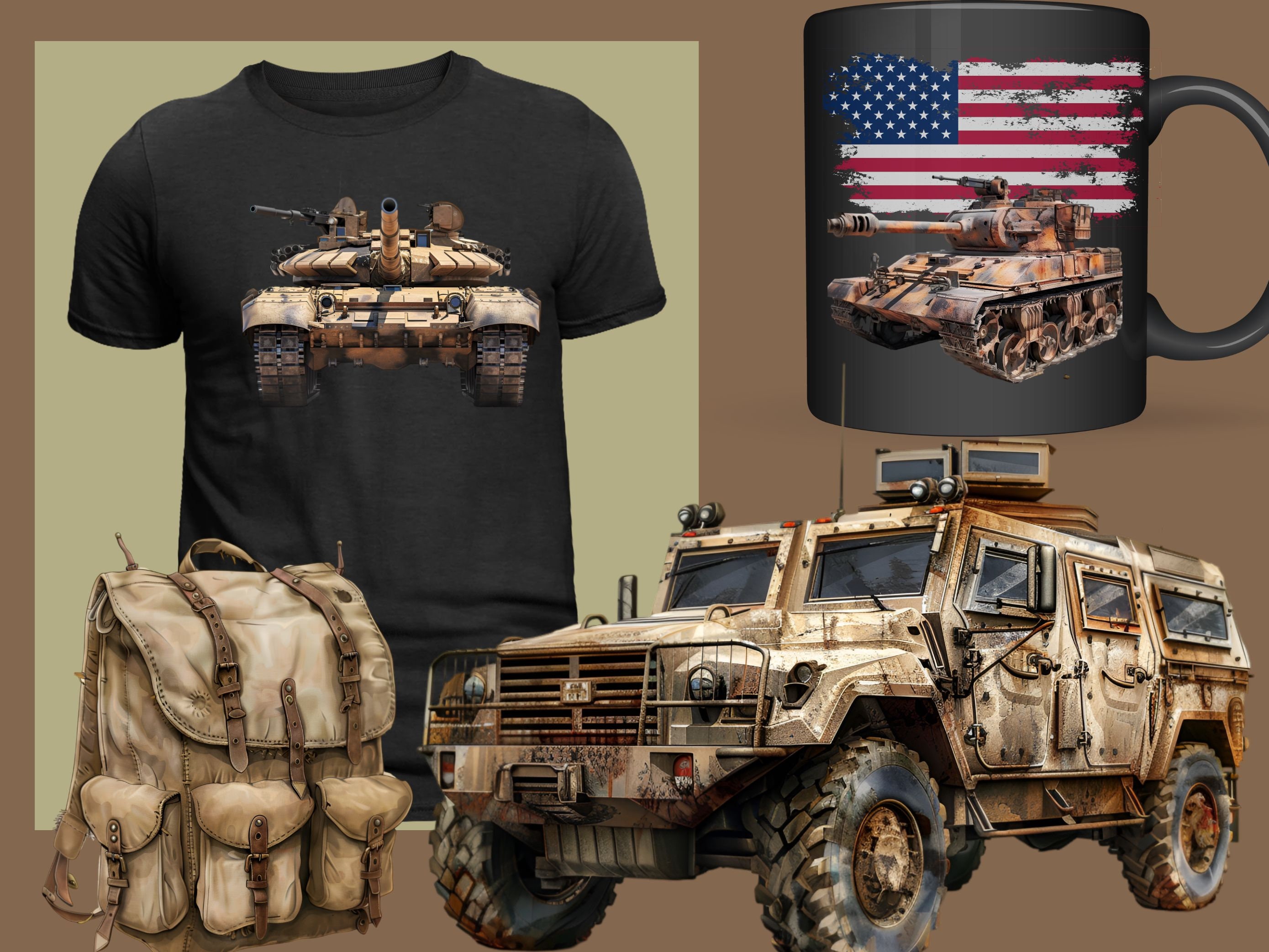 Desert Camo Clipart Military Camo PNG Trucks Tanks Bundle PNG Graphics ...