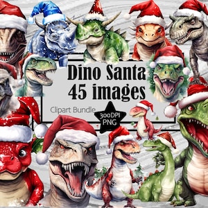 Dinosaurio navideño Clipart PNG Gráficos Gorro de Papá Noel PNG Licencia comercial Sublimación digital Diario basura T Rex Trex