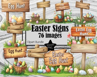 Easter Wooden Sign Clipart Vintage Easter Egg Hunt Rustic Wood Sign PNG Graphic Transparent Weathered Wood Digital Download Junk Journal