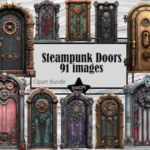 Steampunk Tür Clipart Steampunk Portal Clipart Messing Zahnrad Grafiken Mechanisch Transparent Kommerzielle Lizenz Digitaler Download Sublimation