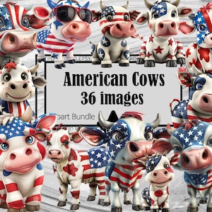 Amerikaanse koeien clipart patriottische vee-stier PNG USA vlag graphics transparant commercieel gebruik digitale download sublimatie ongewenste Journal PNG