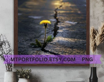 Dandelion Printable Art Motivation Wall Art Persistence Printable Poster College Dorm Room Modern Art - Instant Download