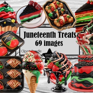 Juneteenth Treats Clipart Frosted Cupcake PNG Taart Graphics Bundel Transparante Commerciële Digitale Download Sublimatie Clipart