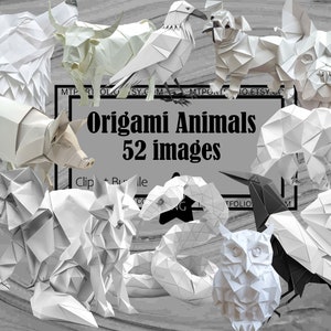 Clipart animaux origami papier pliage animal PNG Bundle Origami chien papier poulet graphiques papier plié art mural PNG Clipart sublimation PNG