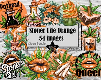 Orange Cannabis Cake Clipart Weed Cupcake PNG Stoner Marijuana Bundle PNG Graphics Transparent Commercial Use Digital Download Journal