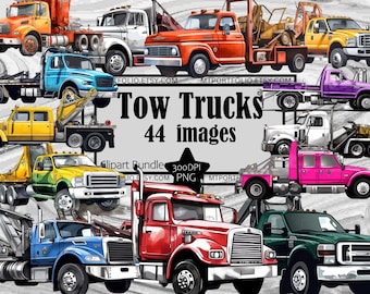 Tow Truck Clipart TowTruck PNG Clipart Bundle Wrecker PNG Recovery Vehicle Clipart Paper Craft Junk Journal Towing Rig Breakdown Vehicle PNG