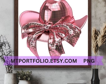 Pink Mirror Cowboy Hat Printable Art Coastal Cowgirl Disco Wall Art Pink Glitter Cowgirl Hat Pink Cowgirl Glam Modern Art - Instant Download