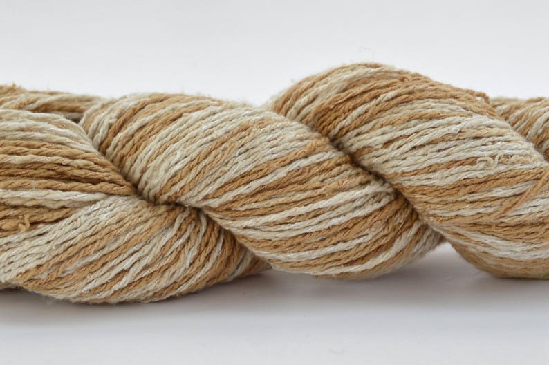 Tan Silk Viscose Yarn Beige and White Variegated Fair Trade Yarn