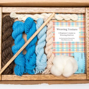 Weaving Kit With Loom for Wall Art Weaving River Rise Blue/ Brown Colors image 3