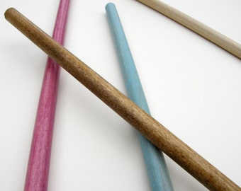 Variety Pack of 4 Dowels for Hanging Weavings and Fiber Art - Oak, Natural, Purple, Turquoise - Set of 4 - 3/8" x 11"