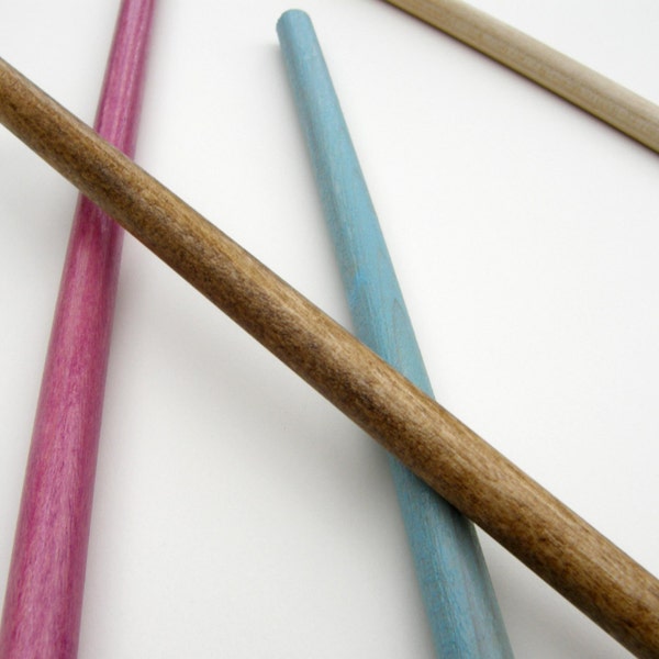 Variety Pack of 4 Dowels for Hanging Weavings and Fiber Art - Oak, Natural, Purple, Turquoise - Set of 4 - 3/8" x 11"