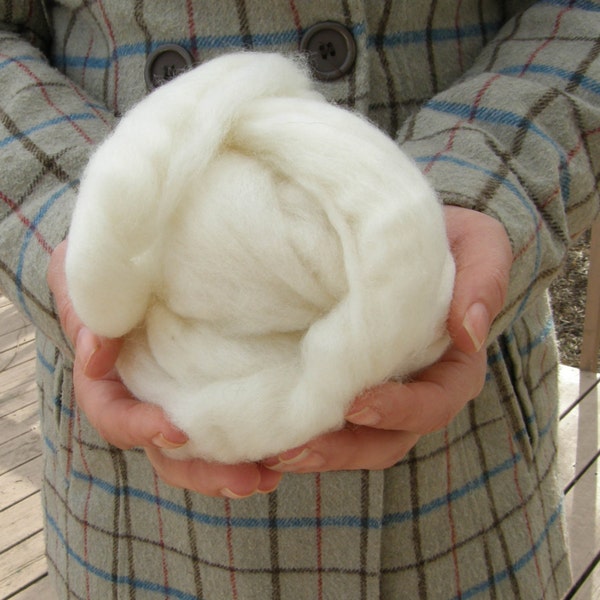 Mill Ends Wool Roving - Natural White Wool Roving - Sold by the Ounce