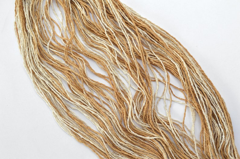 Tan Silk Viscose Yarn Beige and White Variegated Fair Trade Yarn