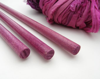 Wall Art Hanging Dowels for Weavings and Fiber Art - Dark Magenta Finish - Set of 3  - 11" (28cm)