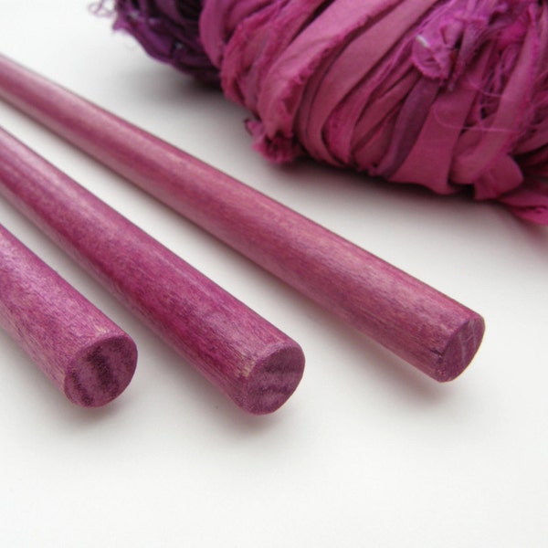 Wall Art Hanging Dowels for Weavings and Fiber Art - Dark Magenta Finish - Set of 3  - 11" (28cm)