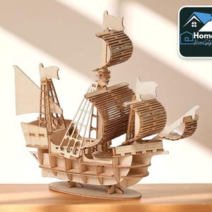 Wooden Sailing Ship Puzzle | Assembly Sailboat Model Kit | Classic Nautical Craft Display | Creative Home Desk Decoration
