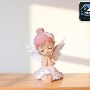 Figura de ángel de moda estilizada / Decoración de escritorio colorida con temática de dibujos animados / Estatua de resina para exhibición en estantería / Adorno de habitación caprichoso