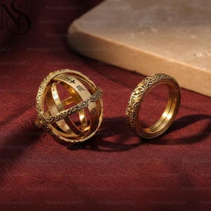 Foldable Astronomical Sphere Ring, Celestial Star Fidget Ring, Anti Anxiety Spinner Ring, Astronomical Jewelry, Celestial Ring