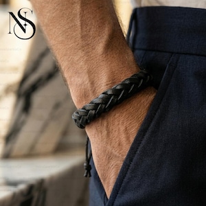 Black Cord Leather Bracelet, Waterproof Surfer Bracelet, Adjustable Cord Bracelet, Summer Festival Jewelry, Braided Bracelet