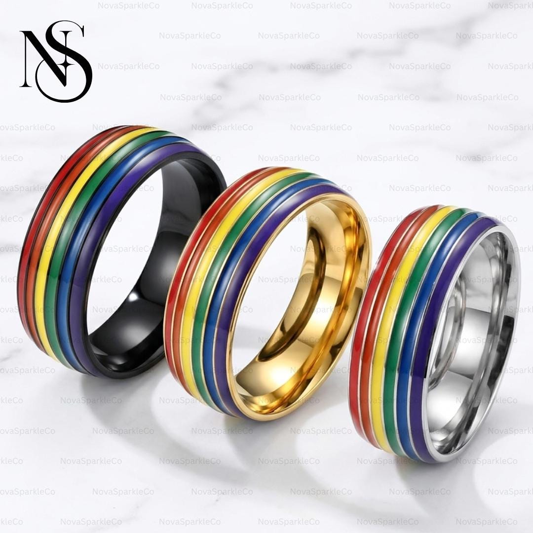 Lesbian Pride Ring, LGBT Feminist Rings, Lesbian Pride Ring, Rainbow ...