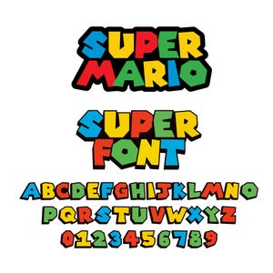 Super Mario Schrift svg, Mario bros Typografie, super mario coole Schrift Buchstaben svg pdf eps ai Vektor digitaler Download