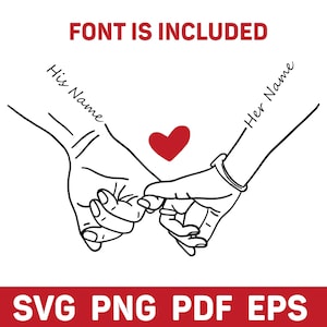 Personalized Holding Hands SVG, Couple Tshirt Design png ai, Gift For Couple, Couple In Love Svg, Anniversary Gift, Customize With Names