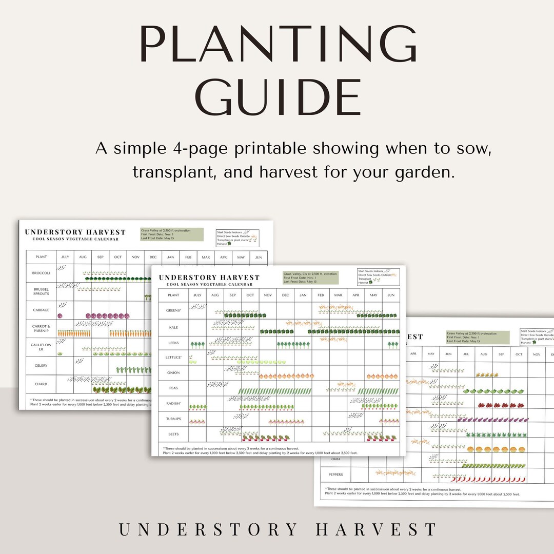 Season Vegetable Planting Guide, Printable Garden Calendar (digital ...
