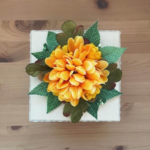 Gift boxes, Artificial floral Arrangement, Orange flowers, Handmade flower arrangement